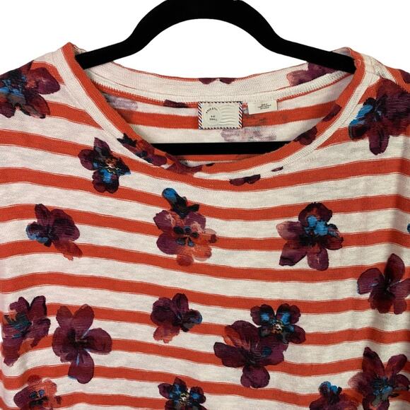 Anthropologie Postmark Red White Striped Floral Tie Front Top Size Small - Picture 4 of 7